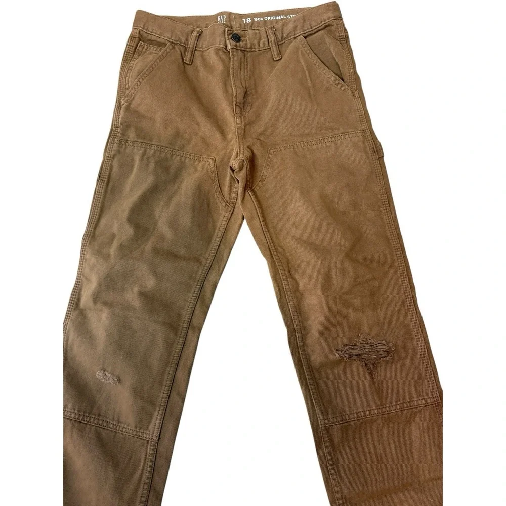 Gap‎ boys 18 Kids '90s Original Straight Carpenter Jeans double knee brown